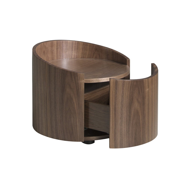 Round walnut bedside table-Angel Cerdá