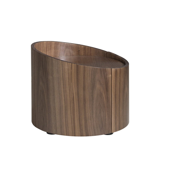 Round walnut bedside table-Angel Cerdá