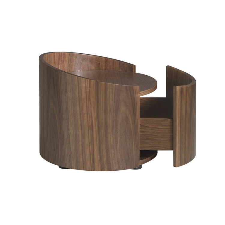 Round walnut bedside table-Angel Cerdá