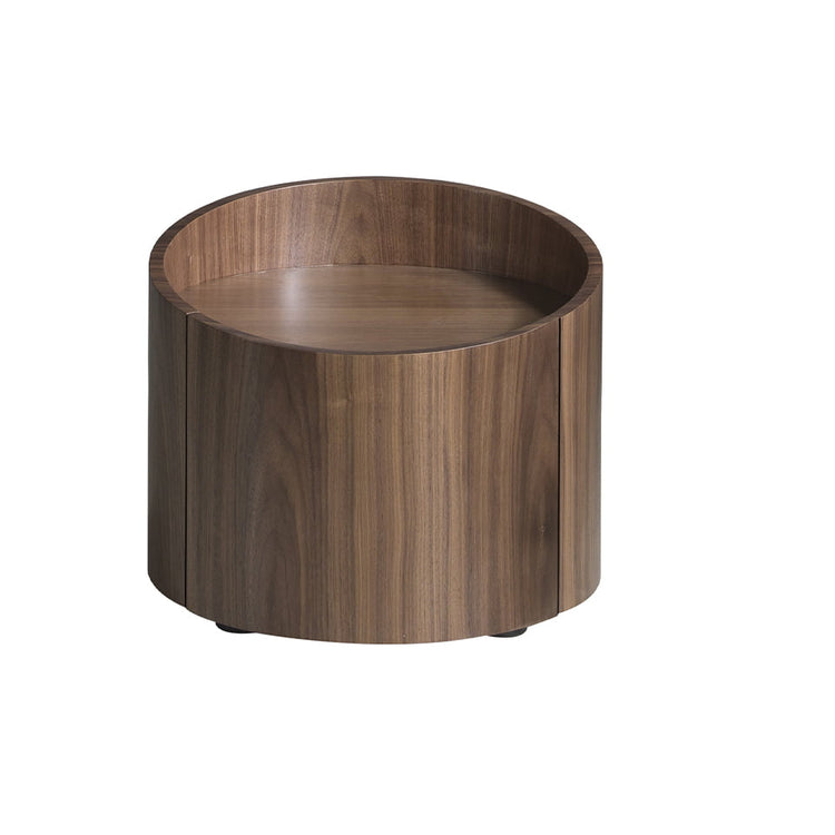 Round walnut bedside table-Angel Cerdá