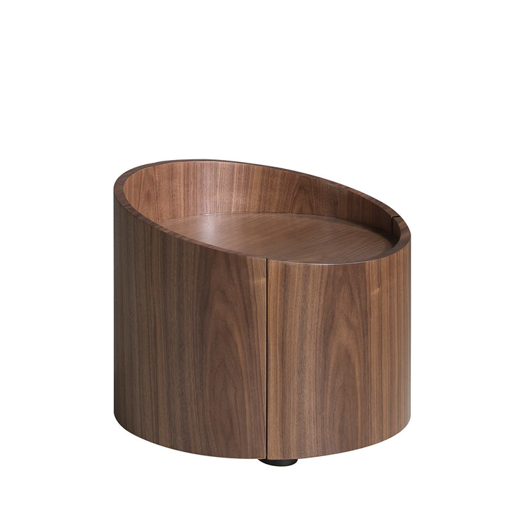 Round walnut bedside table-Angel Cerdá