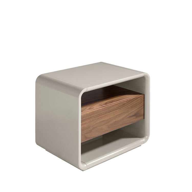 Lacquered wood and walnut bedside table-Angel Cerdá