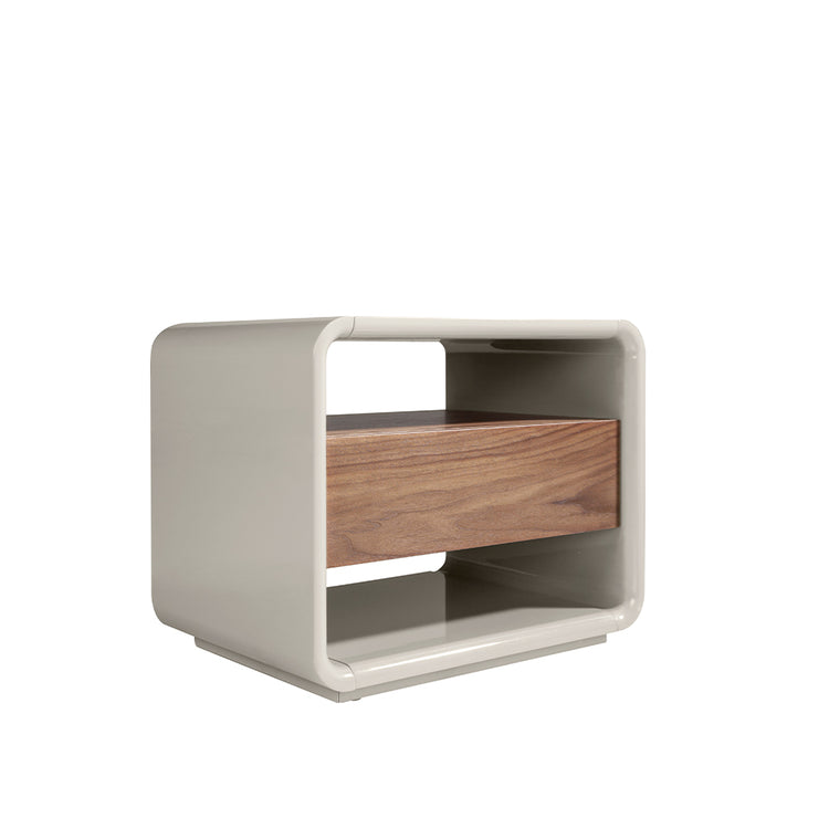 Lacquered wood and walnut bedside table-Angel Cerdá