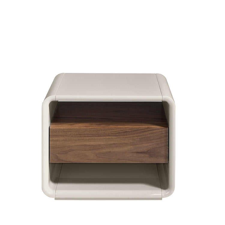 Lacquered wood and walnut bedside table-Angel Cerdá