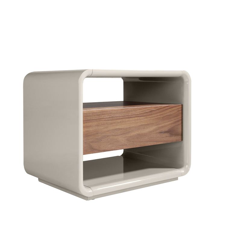 Lacquered wood and walnut bedside table-Angel Cerdá