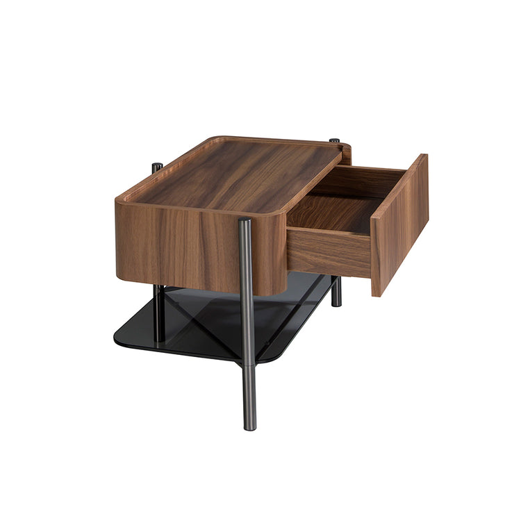 Bedside table walnut and darkened steel-Angel Cerdá