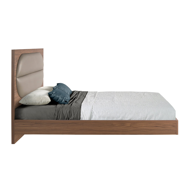 Walnut and mink colored leatherette bed - Angel Cerdá