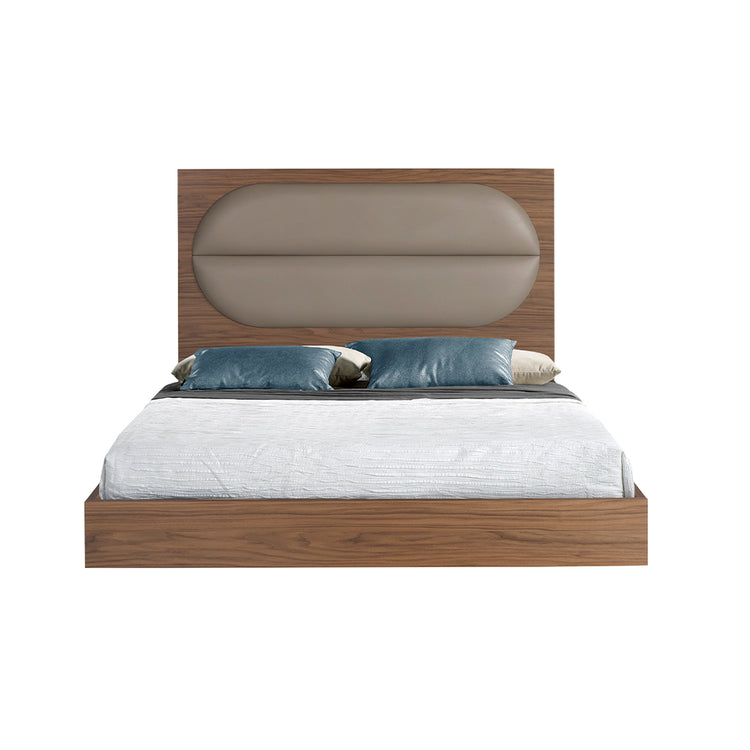 Walnut and mink colored leatherette bed - Angel Cerdá