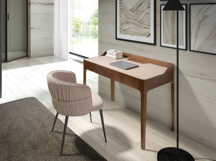 Writing desk with leatherette and walnut top-Angel Cerdá