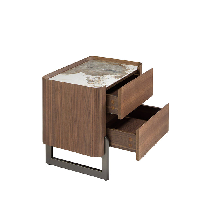 Bedside table walnut and dark metallic steel - Angel Cerdá