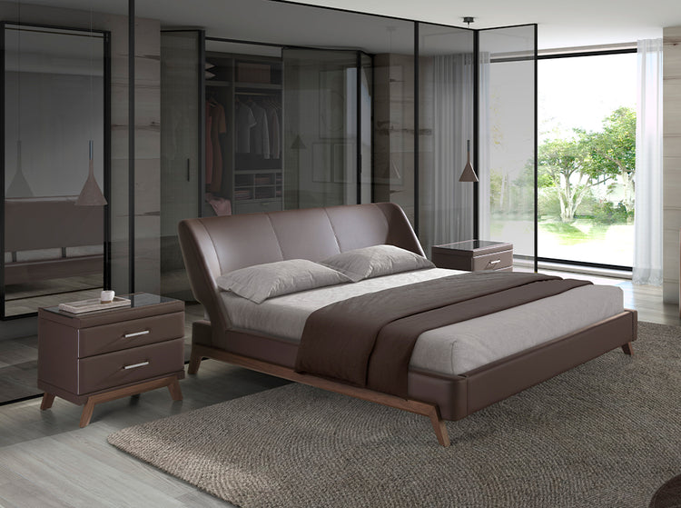 Chocolate brown leatherette bed - Angel Cerdá