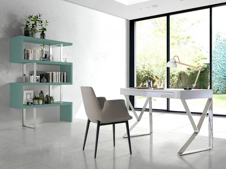 Lacquered office desk with stainless steel frame - Angel cerdá S.L