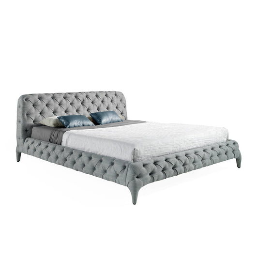 Bed upholstered in grey fabric for 180 x 200 mattress - Angel Cerdá S.L