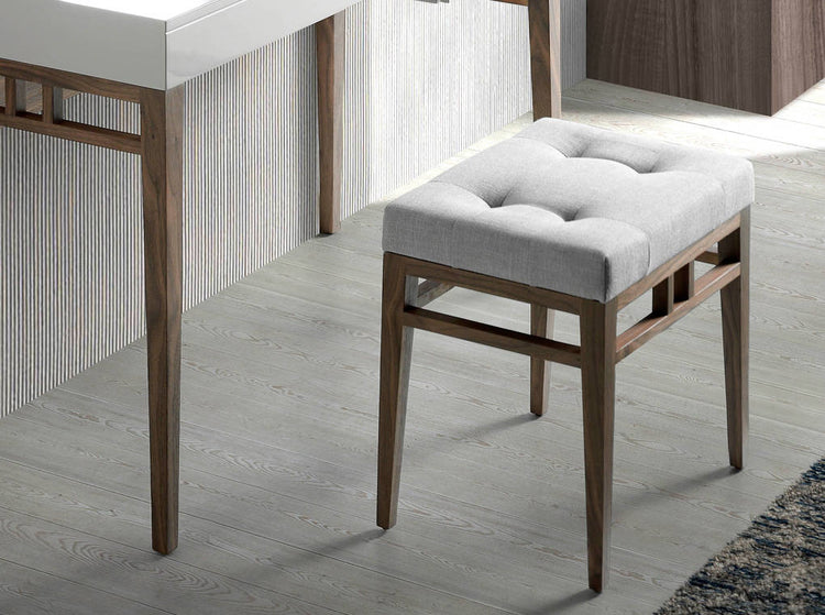 Footstool with wooden structure with walnut plating - Angel Cerdá, S.L.