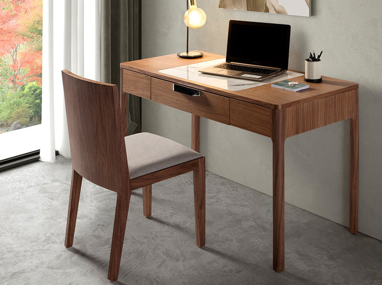 Office desk with drawer made of walnut-veneered wood - Angel Cerdá S.L