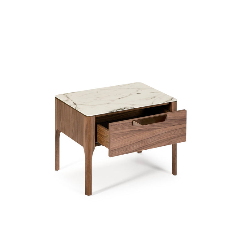 Bedside table with drawer made of walnut-veneered wood - Angel Cerdá, S.L.