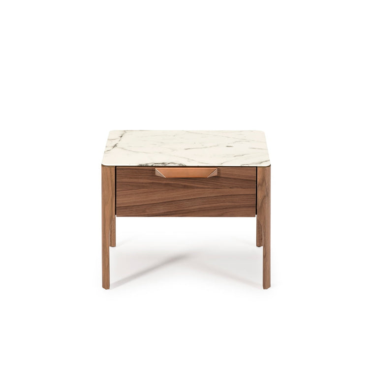 Bedside table with drawer made of walnut-veneered wood - Angel Cerdá, S.L.