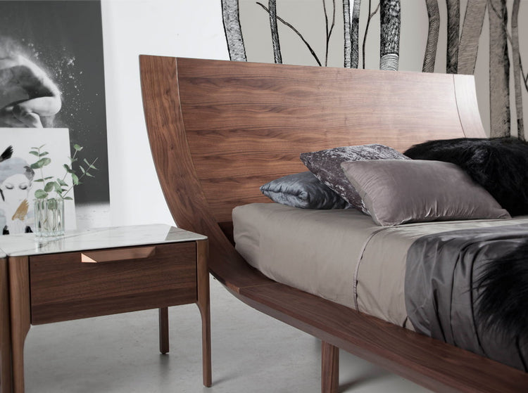 Bedside table with drawer made of walnut-veneered wood - Angel Cerdá, S.L.