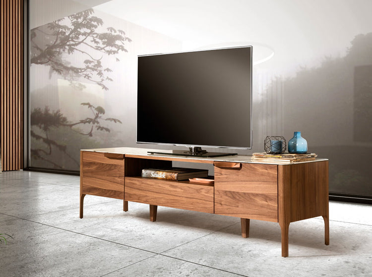 TV stand made of walnut veneered wood - Angel Cerdá S.L