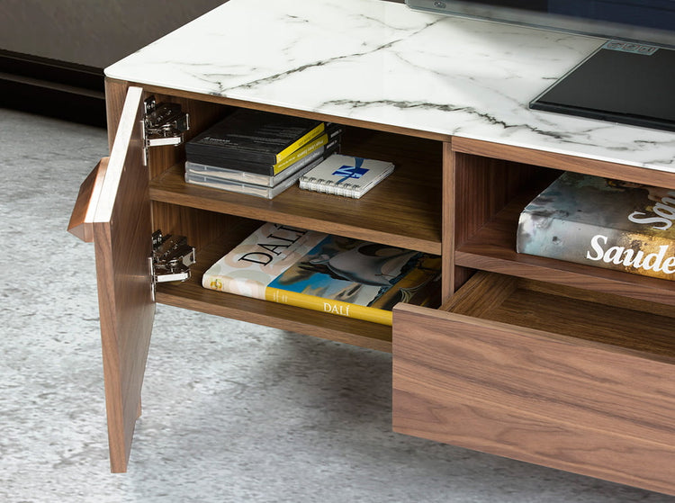 TV stand made of walnut veneered wood - Angel Cerdá S.L