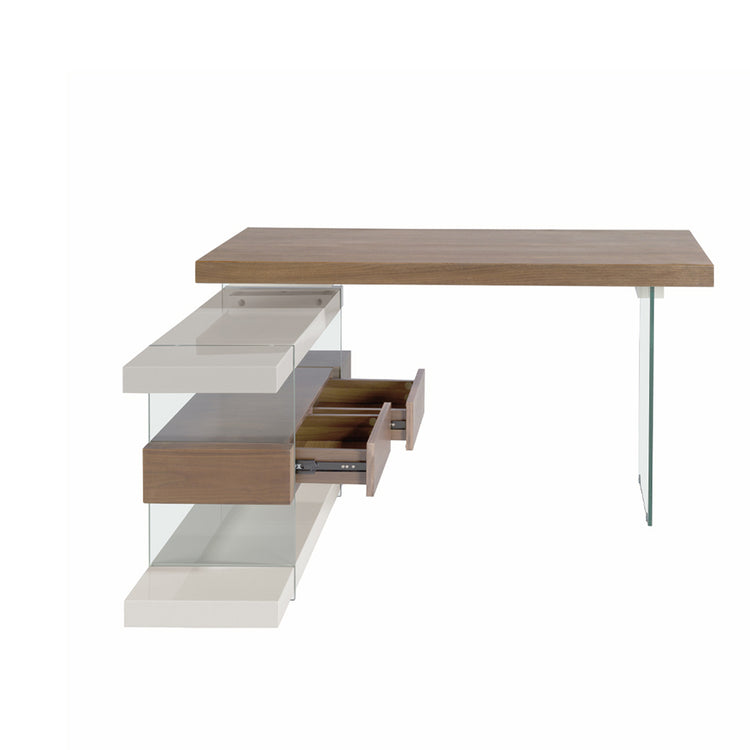 Office desk walnut veneered wood with tempered glass - Angel Cerdá S.L