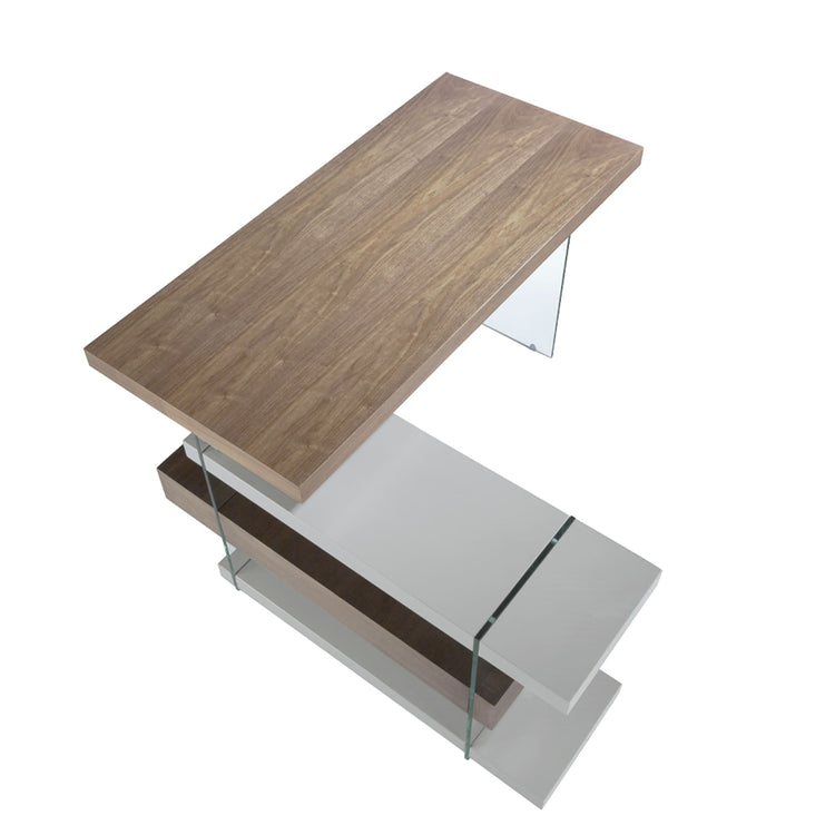 Office desk walnut veneered wood with tempered glass - Angel Cerdá S.L