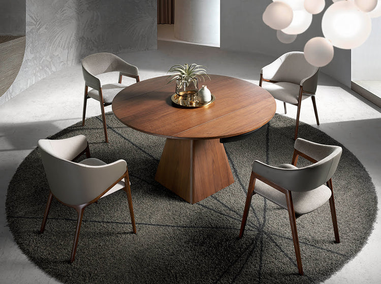 Walnut wood extendable dining table and pyramidal base - Angel Cerdá