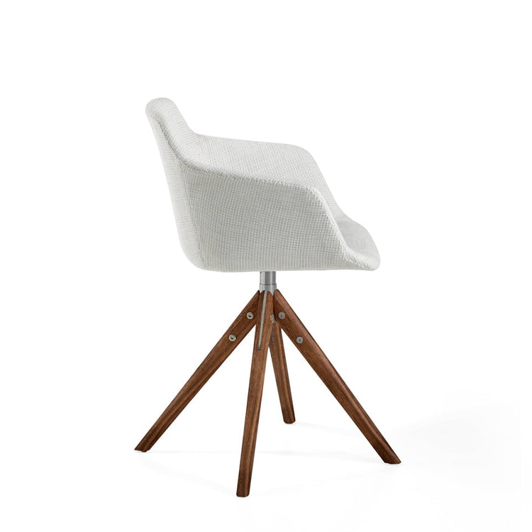 Swivel chair in fabric with structure in walnut - Angel Cerdá S.L