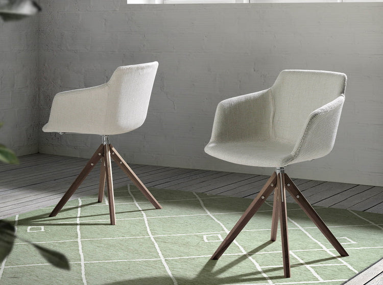 Swivel chair in fabric with structure in walnut - Angel Cerdá S.L