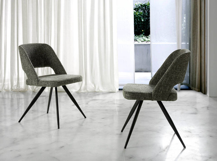 CHAIR UPHOLSTERED IN FABRIC WITH BLACK STEEL LEGS