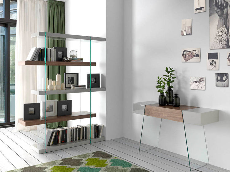 Glass bookshelves with lacquered MD shelve - Angel Cerdá S.L