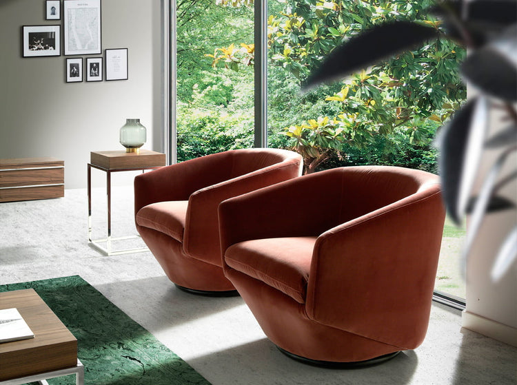 Swivel upholstered armchair in velvet effect fabric - Angel Cerdá, S.L.