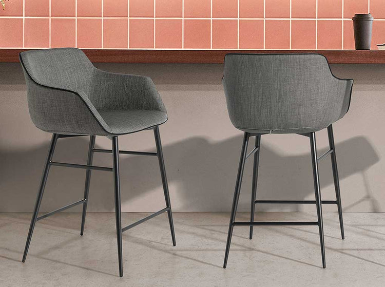 Upholstered stool with black steel frame - Angel Cerda S.L.