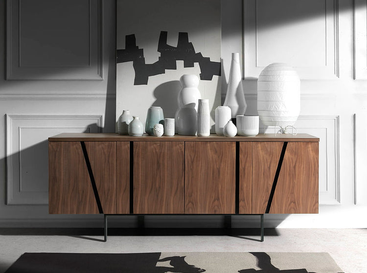 Sideboard lacquered in white and details in chrome plated - Angel Cerda