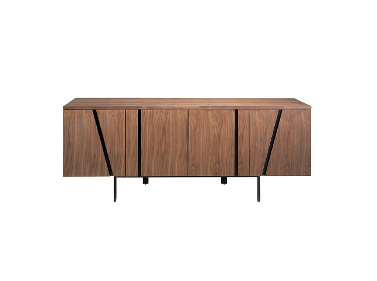 WALNUT WOOD AND BLACK STEEL SIDEBOARD