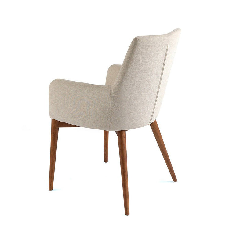 Upholstered armchair with legs in walnut veneered wood - Angel Cerdá S.L