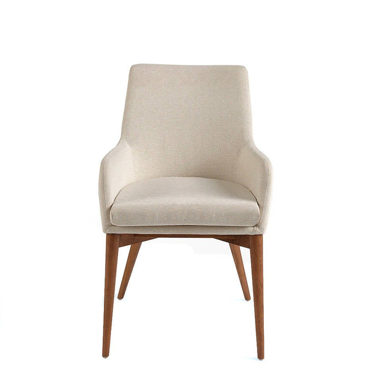 Upholstered armchair with legs in walnut veneered wood - Angel Cerdá S.L