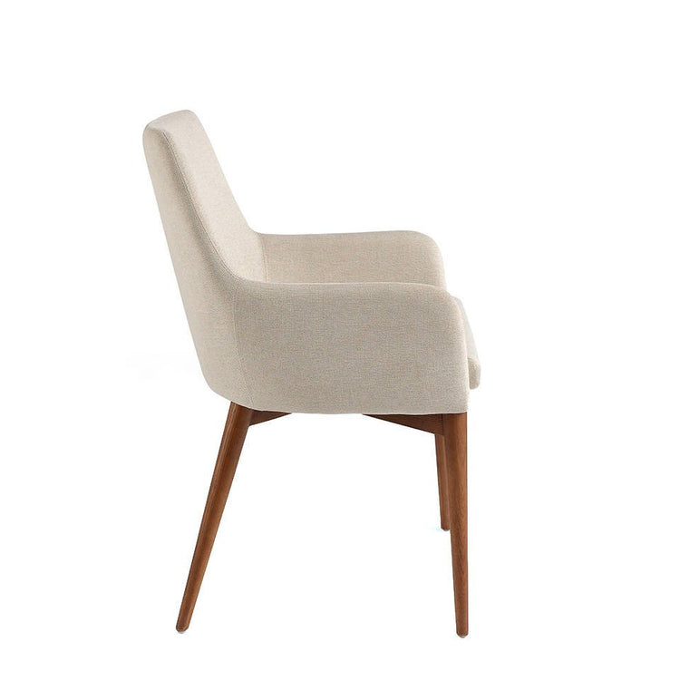 Upholstered armchair with legs in walnut veneered wood - Angel Cerdá S.L