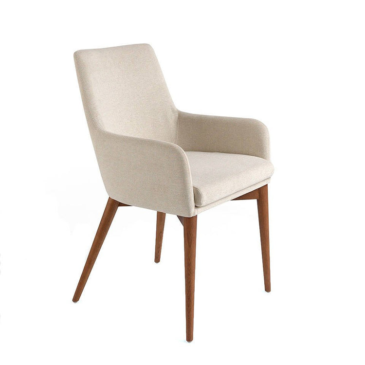 Upholstered armchair with legs in walnut veneered wood - Angel Cerdá S.L